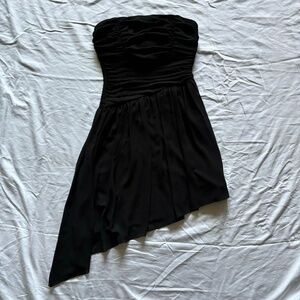 Black Strapless Asymmetrical Dress